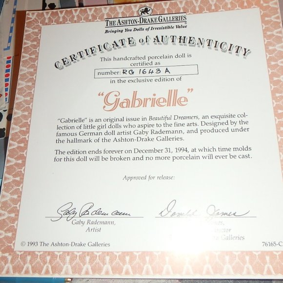 Gabrielle by Gaby Rademann 1993 Ashton Drake - Picture 2 of 9